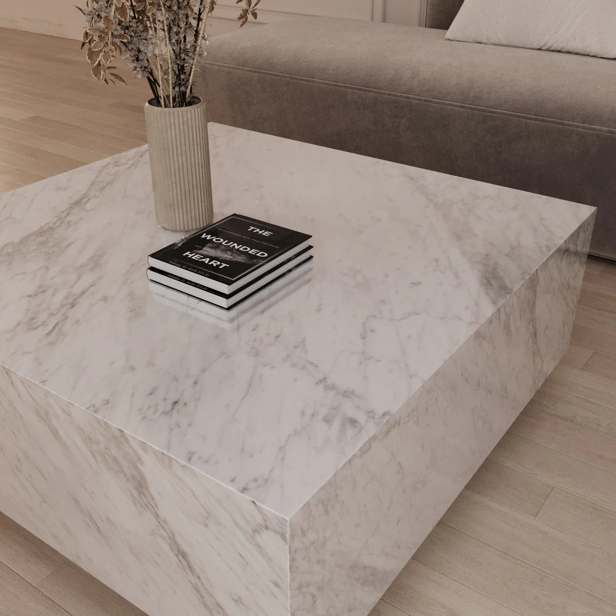 Table basse Bloc Carré Marbre Carrare