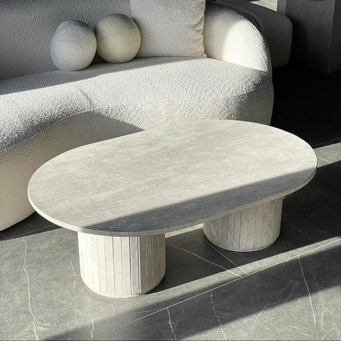 Table basse Ovale Travertin
