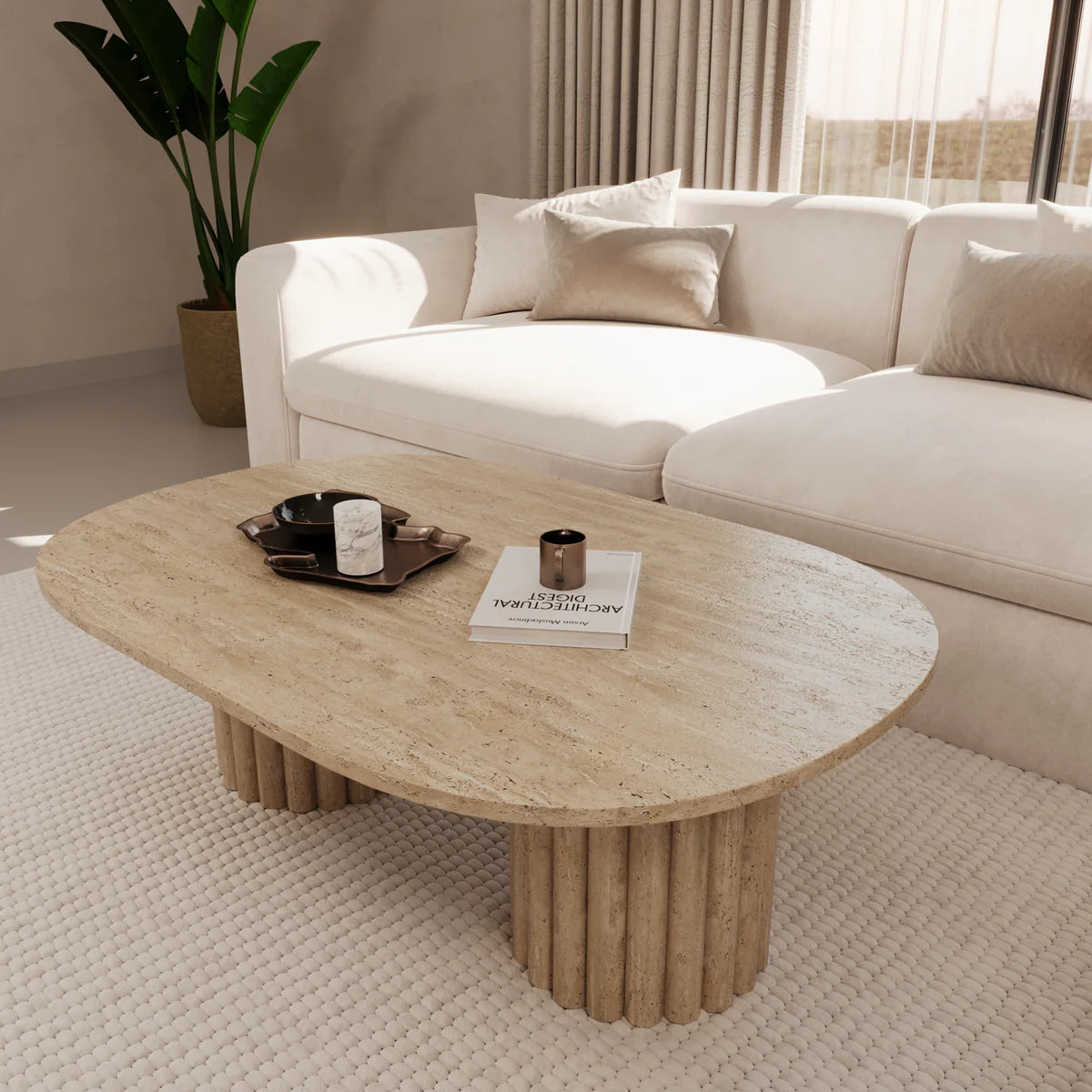 Table basse Ovale Travertin