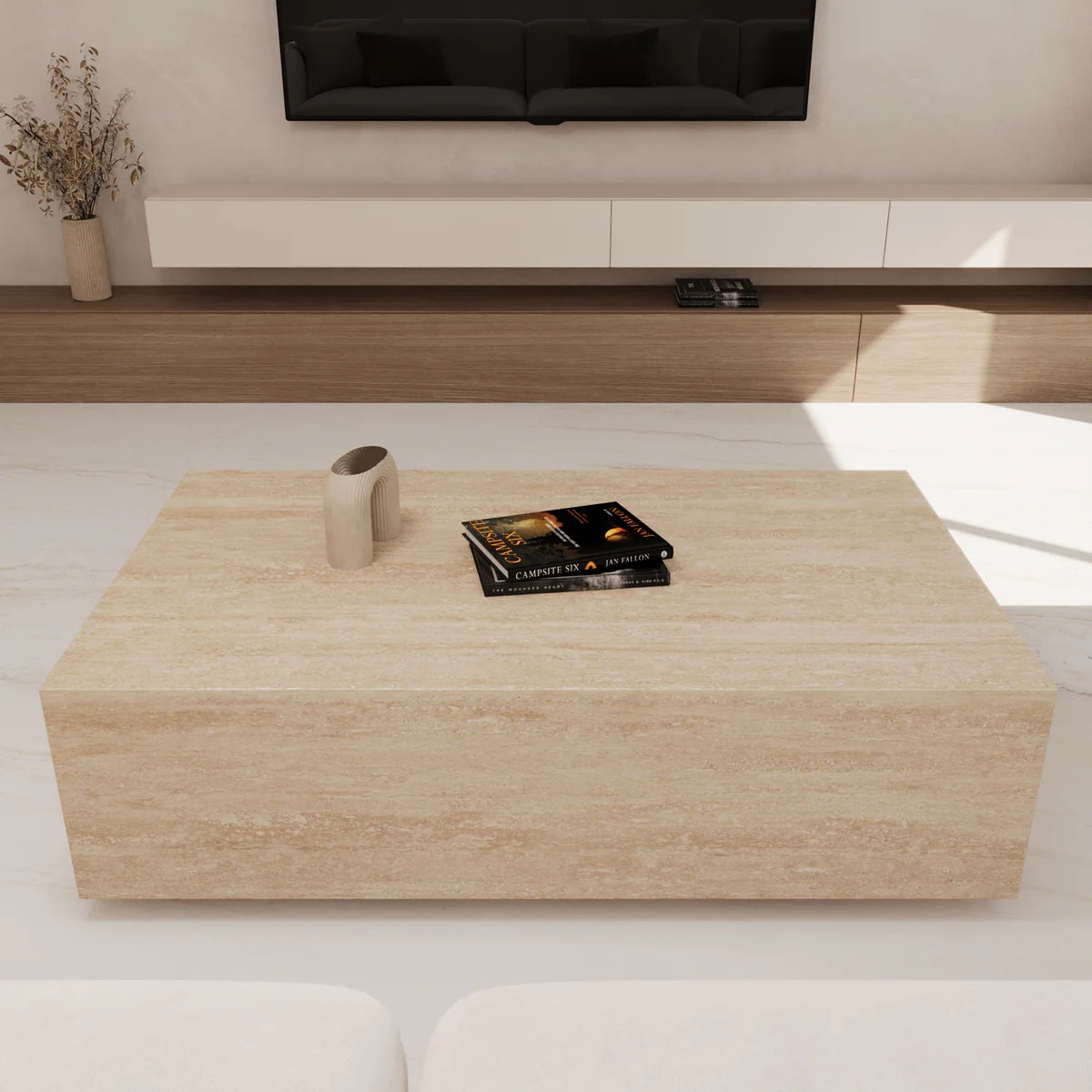 Table basse Bloc travertin