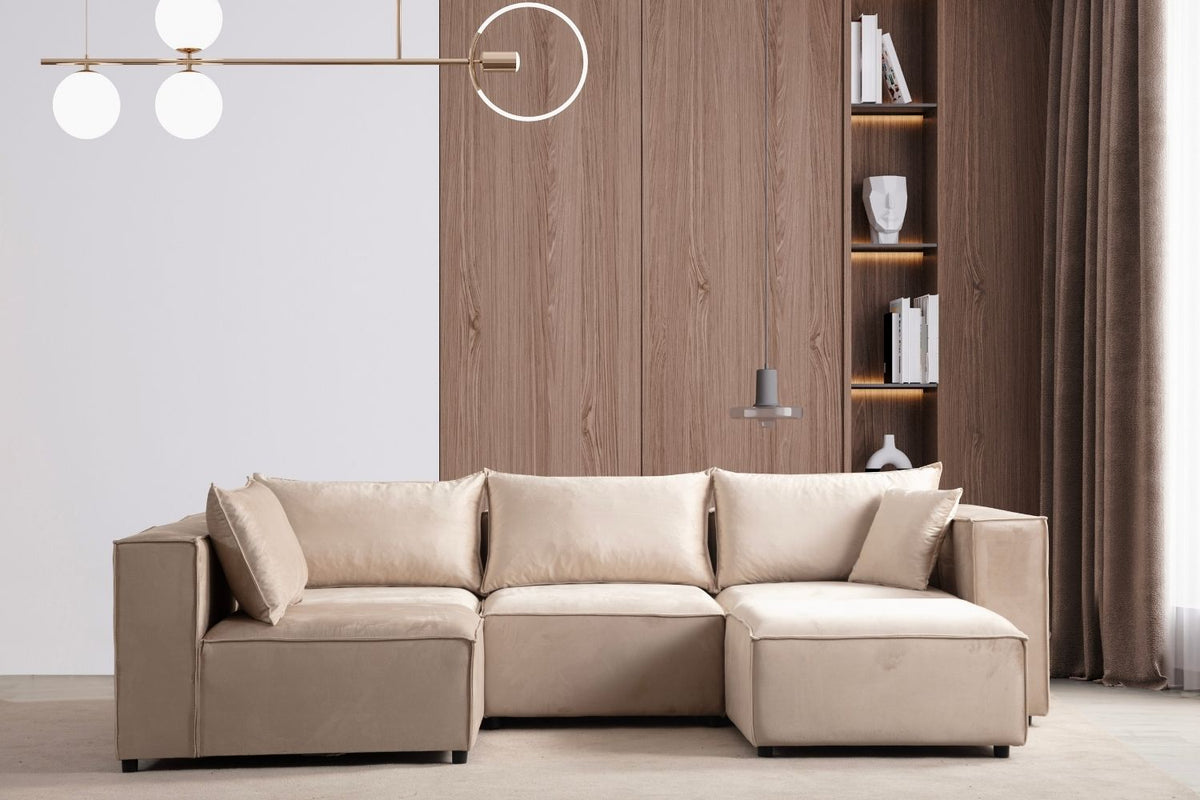 Canapé modulable Élégance velours beige