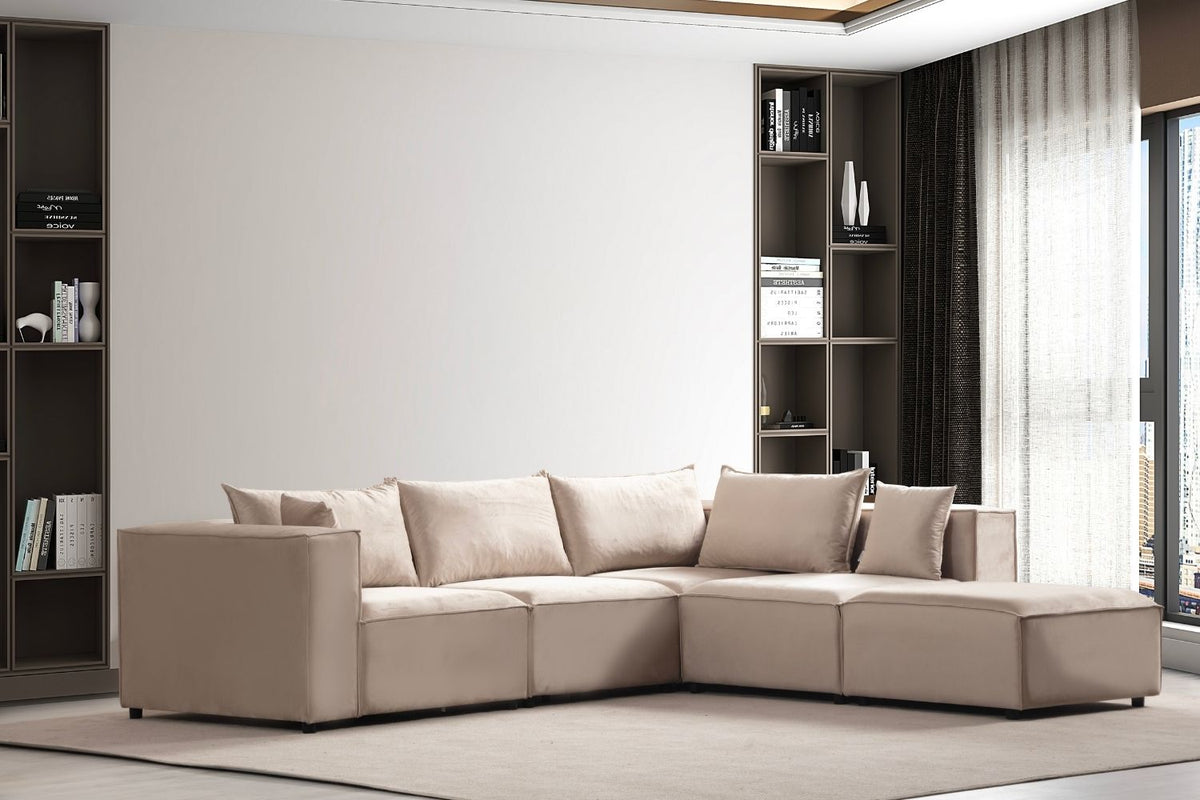 Canapé modulable Élégance velours beige