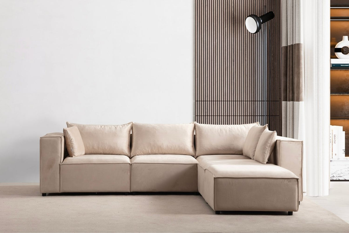 Canapé modulable Élégance velours beige