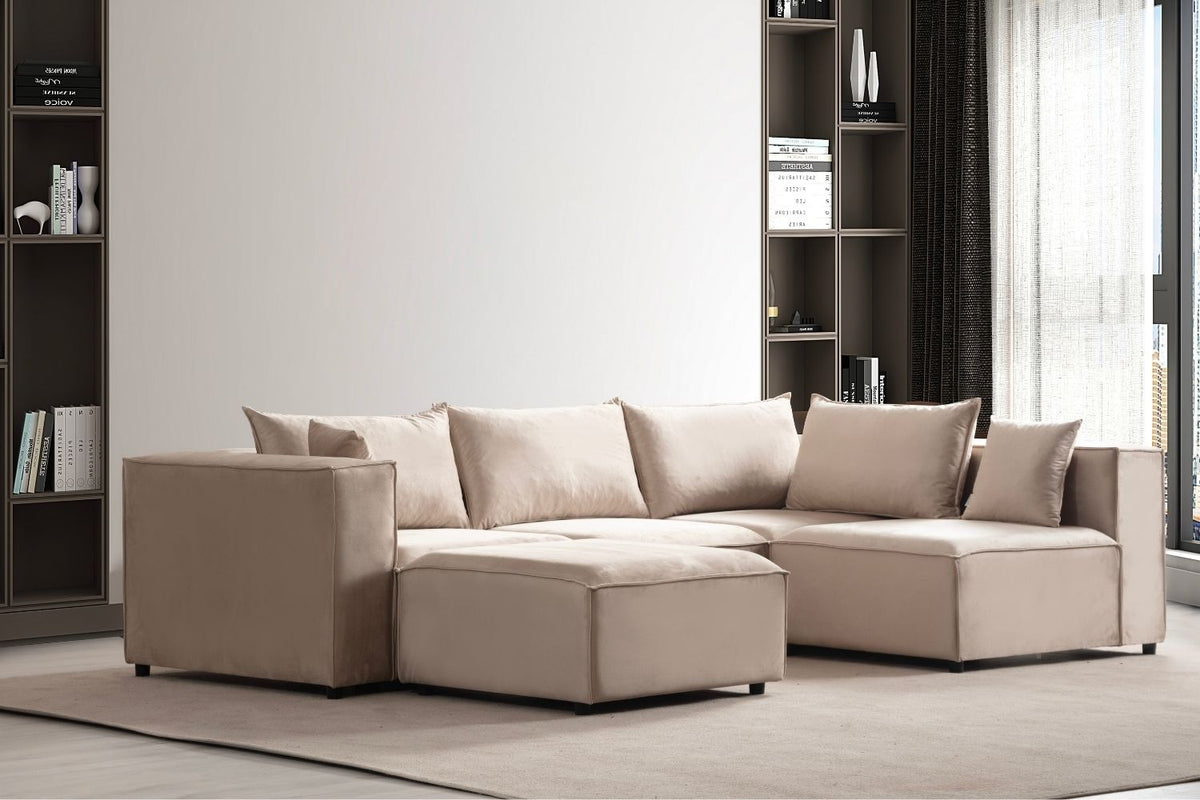 Canapé modulable Élégance velours beige