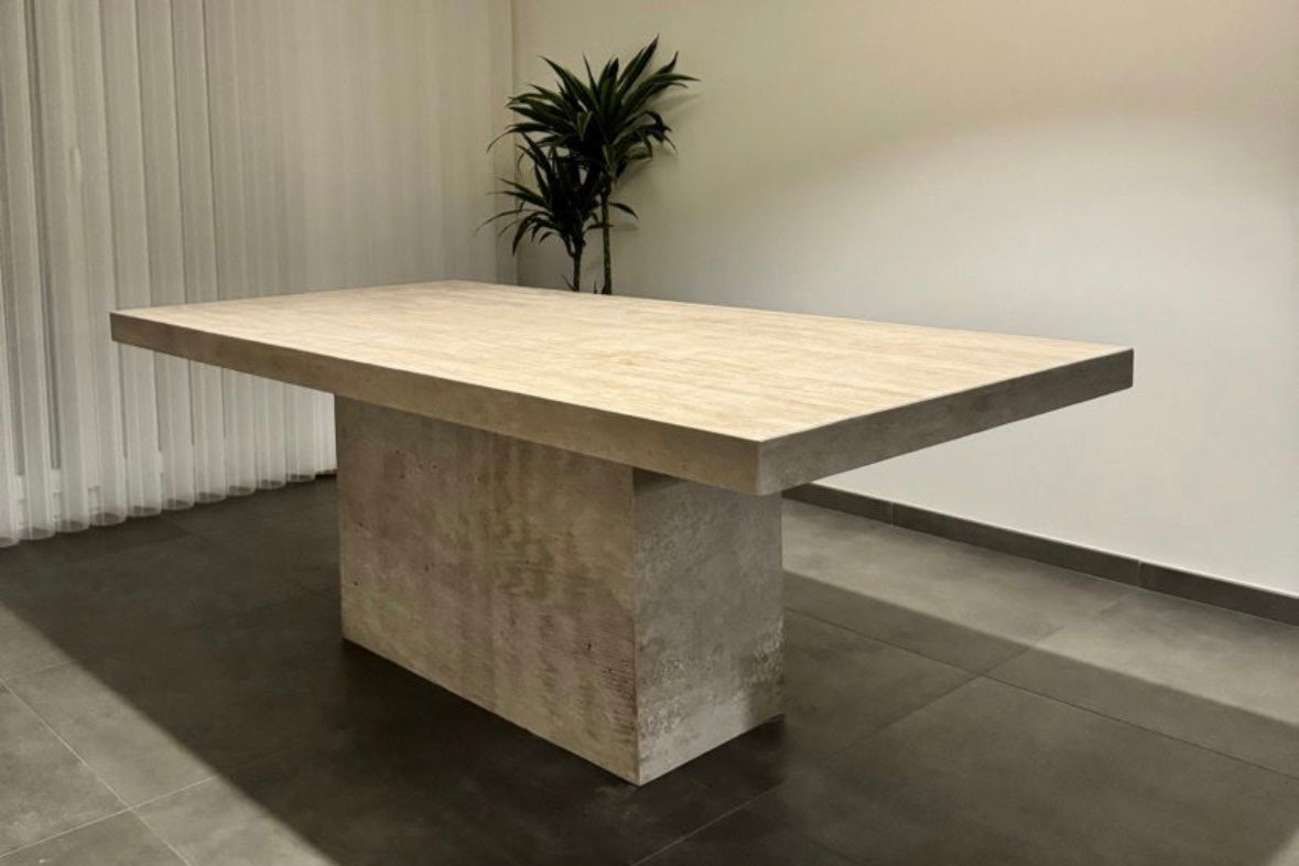 Table à manger rectangle bloc Travertin