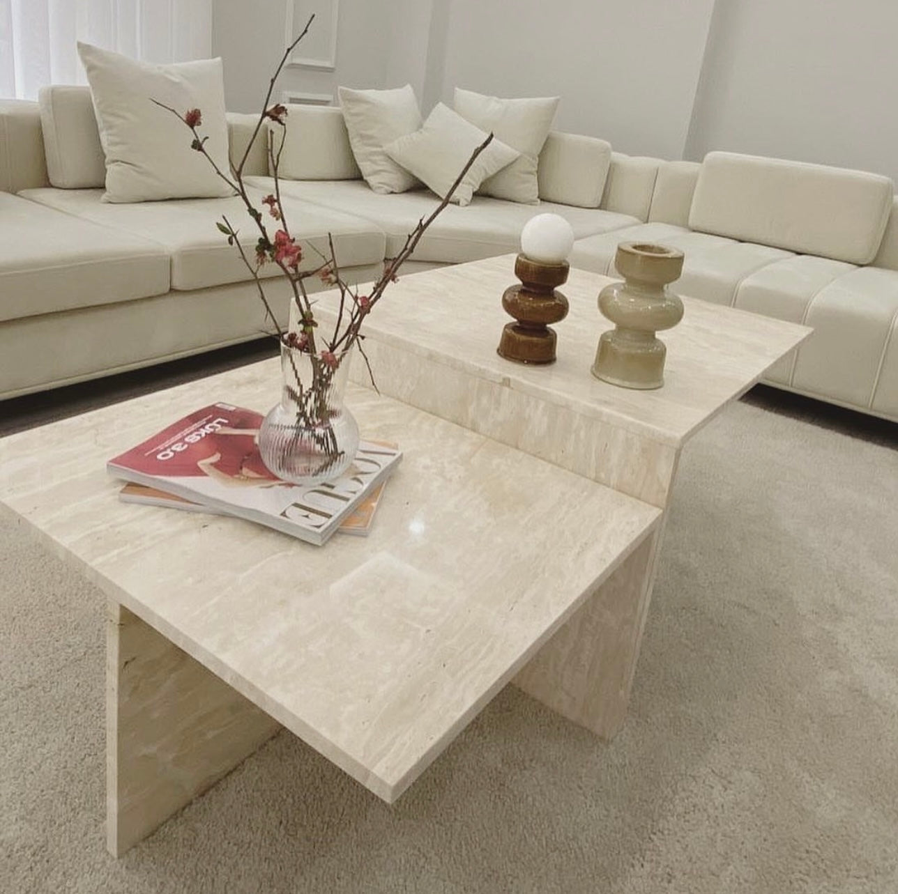 Table basse escalier travertin ou marbre