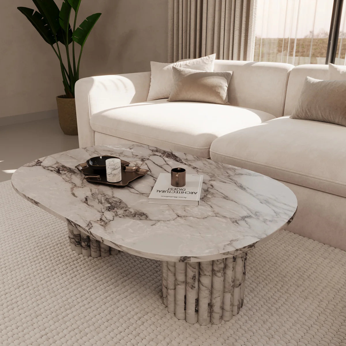 Table basse Ovale marbre calacatta