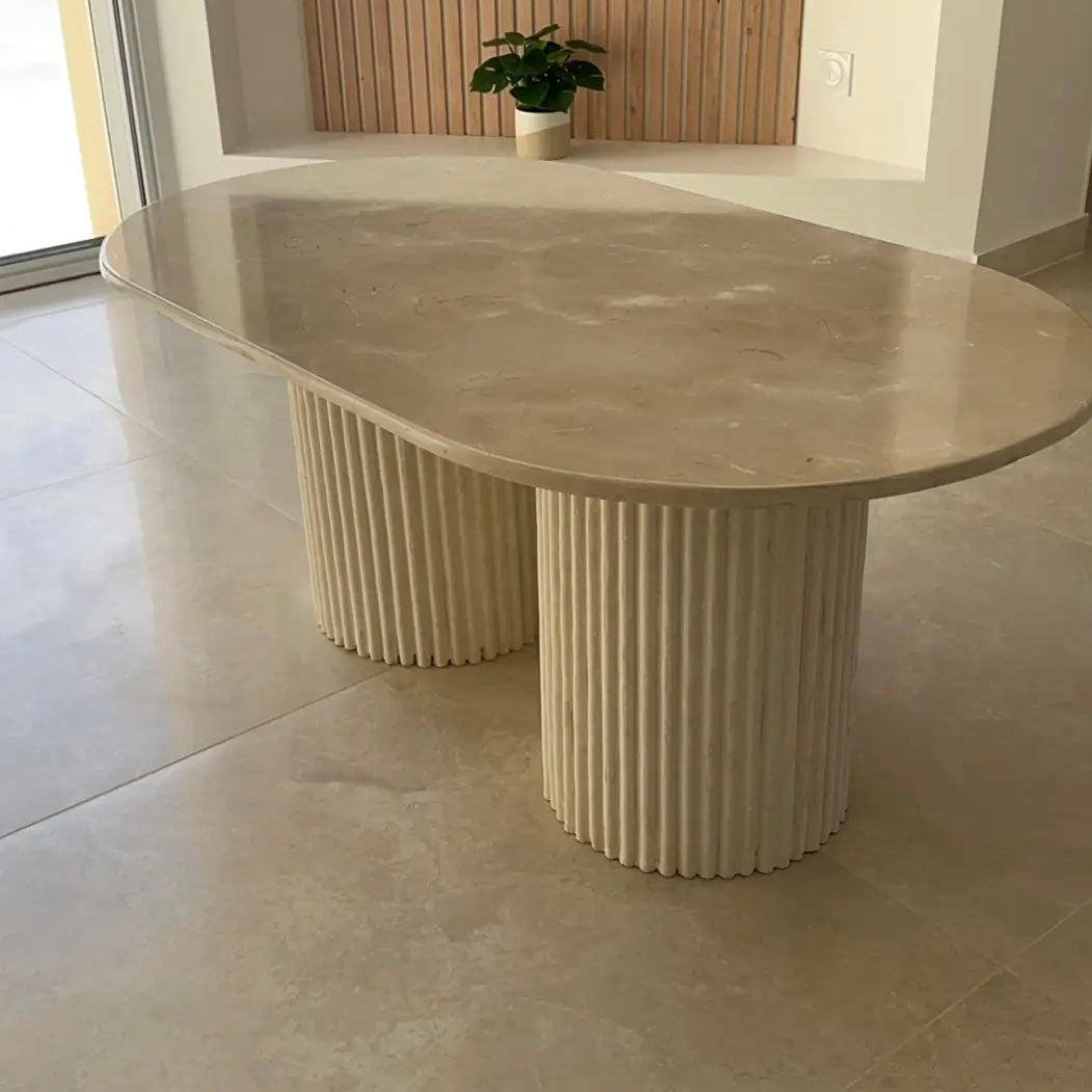 Table basse Oval marbre créma beige
