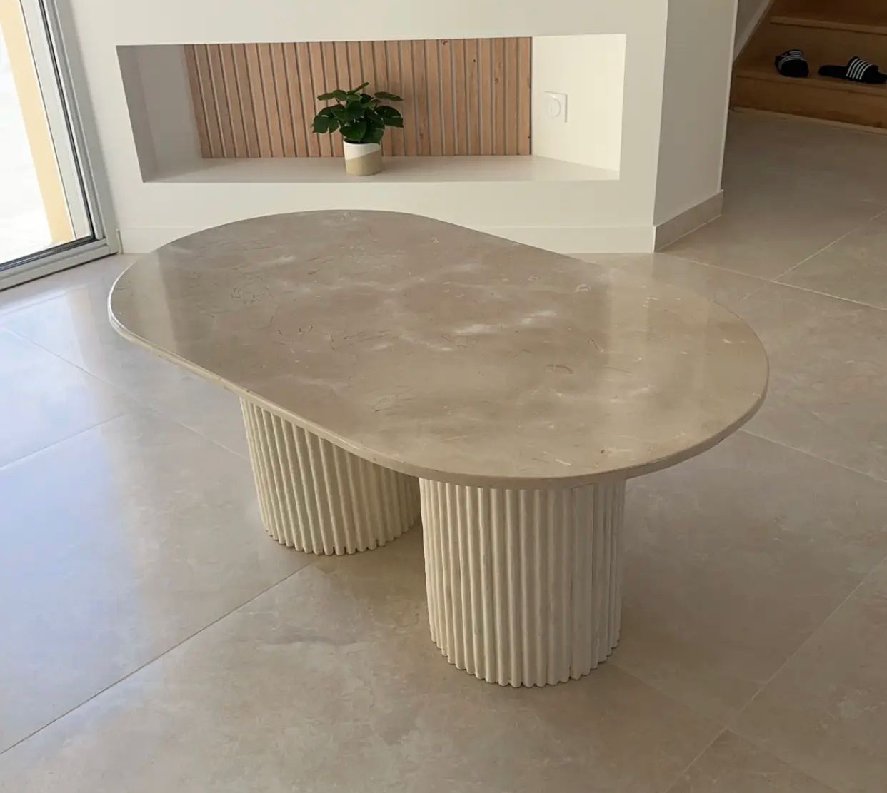 Table basse Oval marbre créma beige