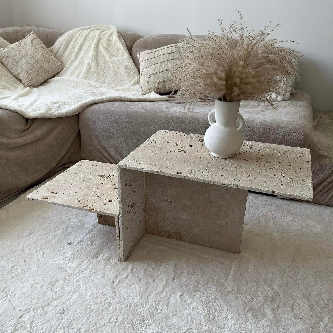 Table basse escalier travertin ou marbre