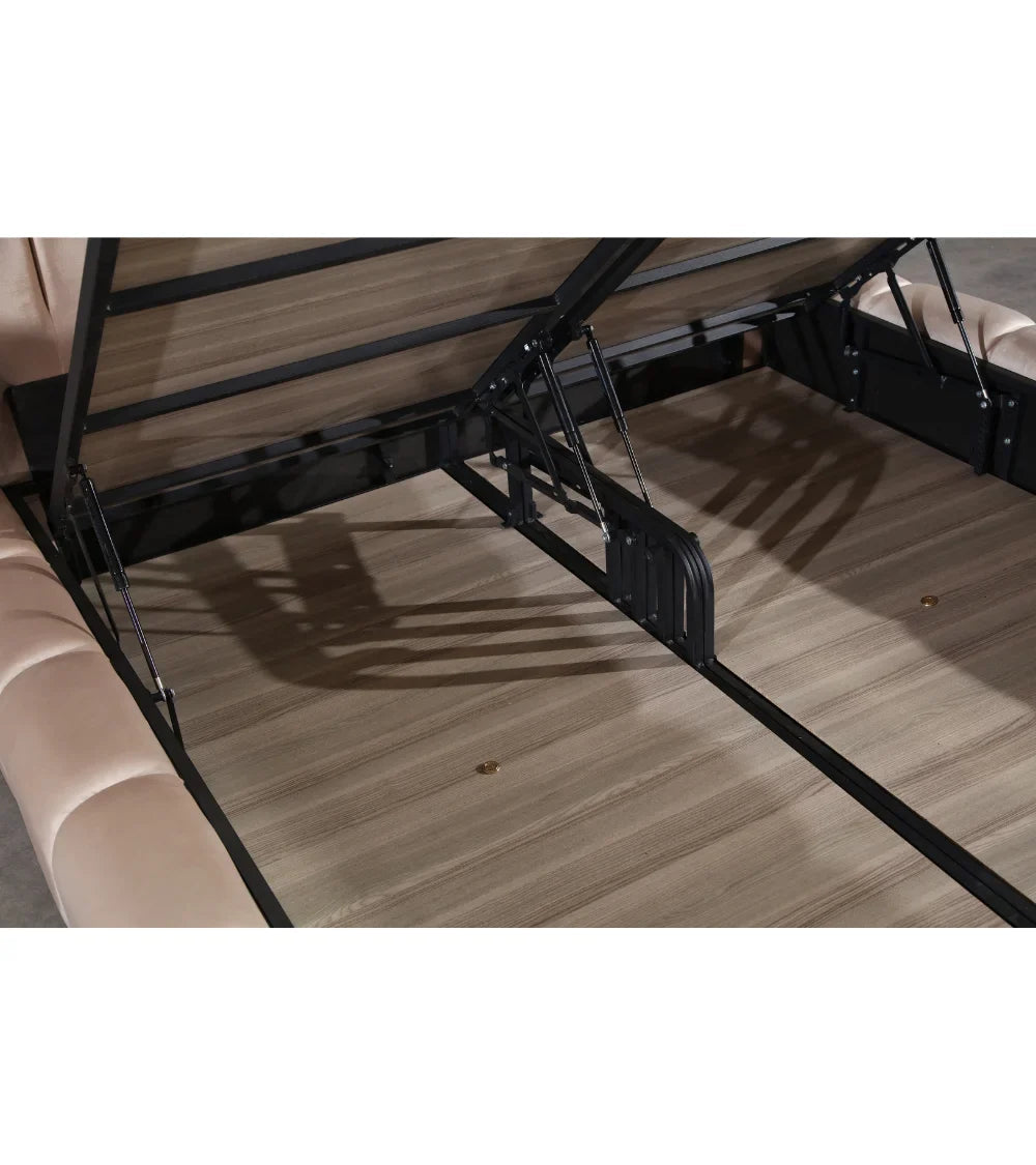 Lit coffre Bubble velours taupe