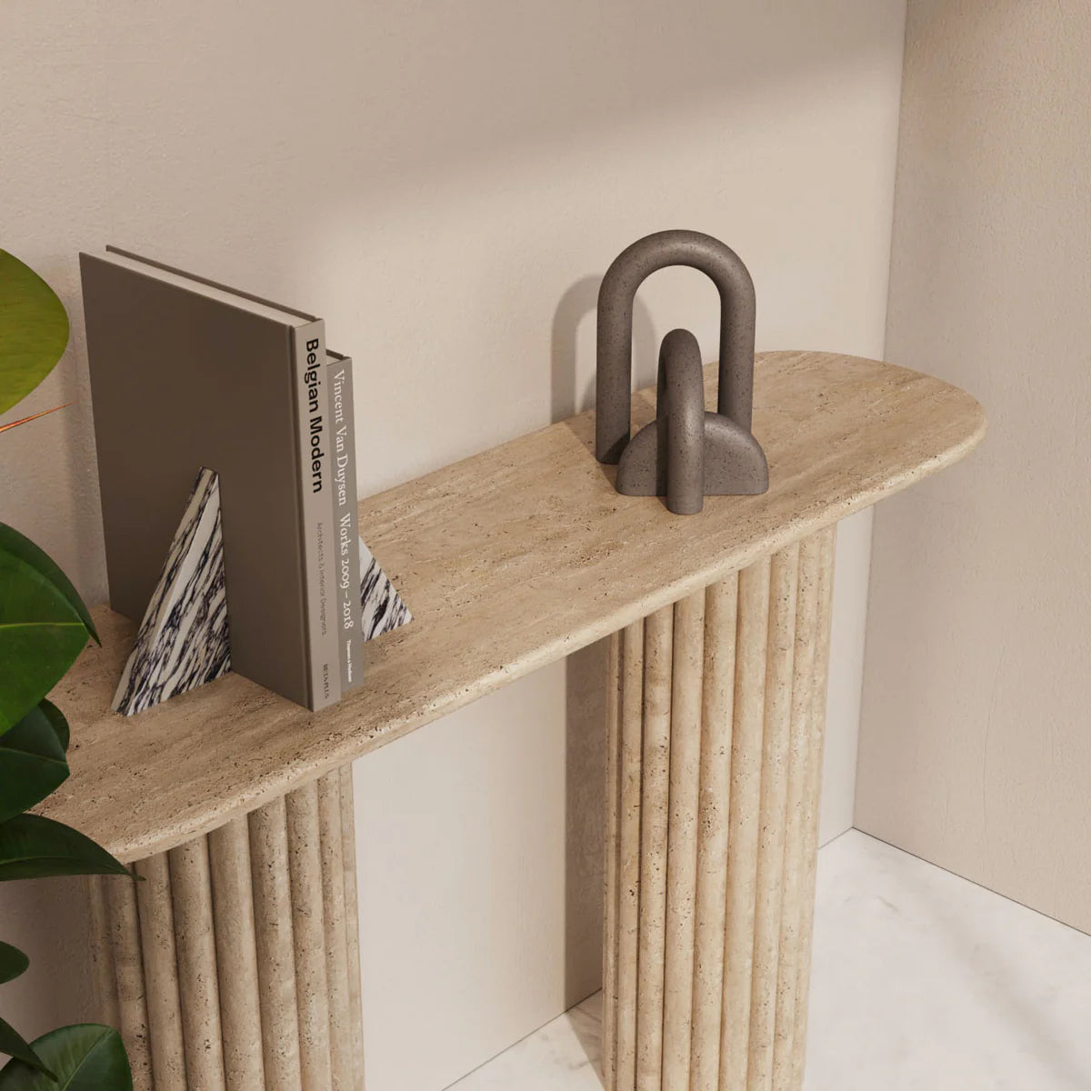 Console Ovale en travertin