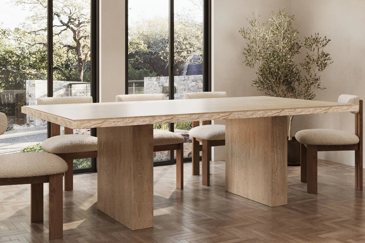 Table à manger rectangle bloc Travertin