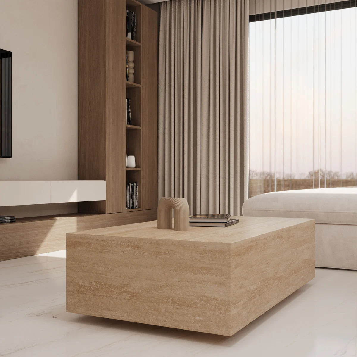 Table basse Bloc travertin