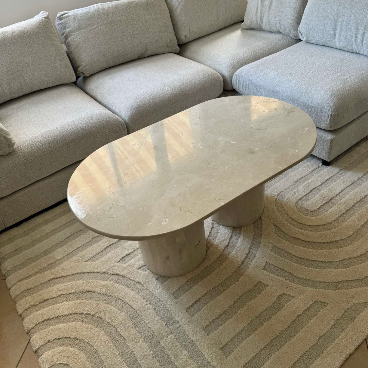 Table basse Oval marbre créma beige
