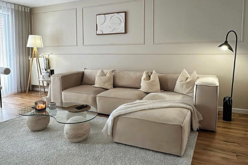 Canapé modulable Élégance velours beige