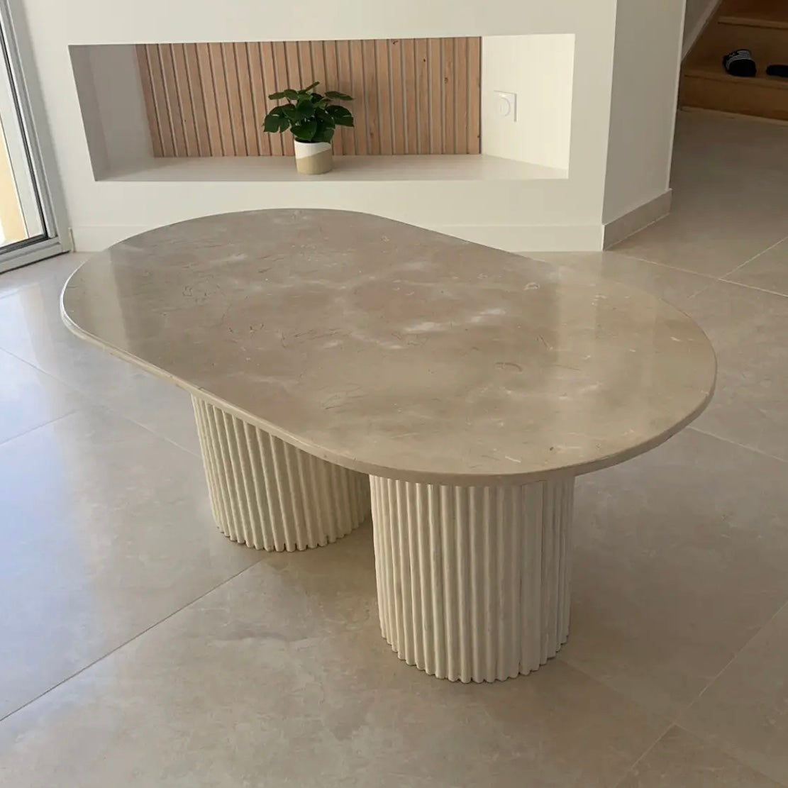 Table basse Oval marbre créma beige