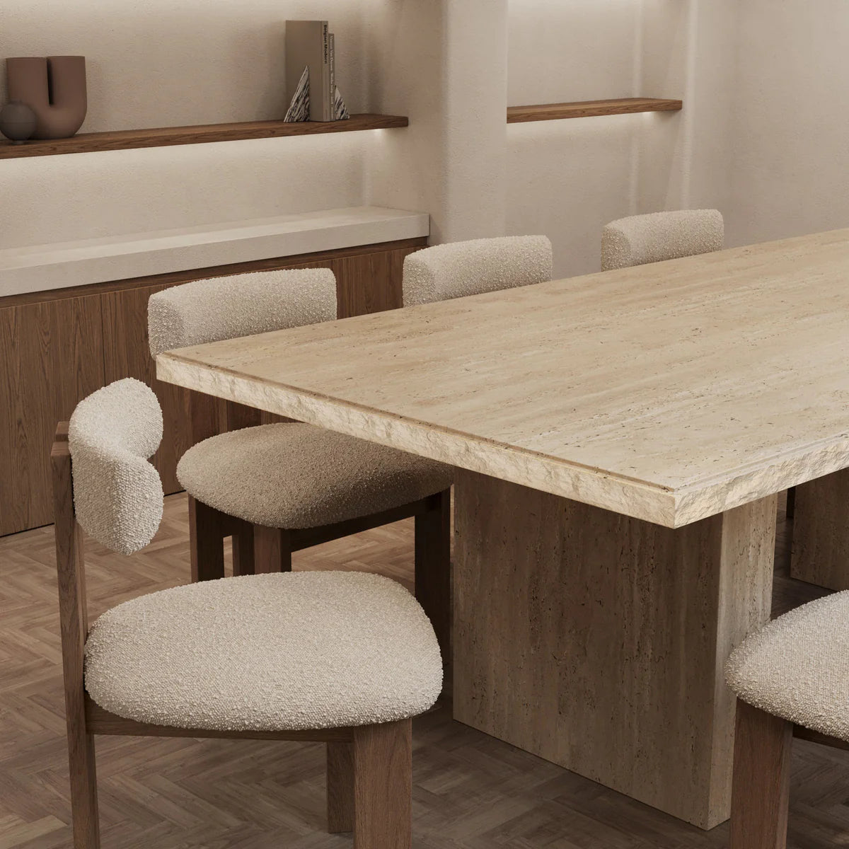 Table à manger rectangle bloc Travertin