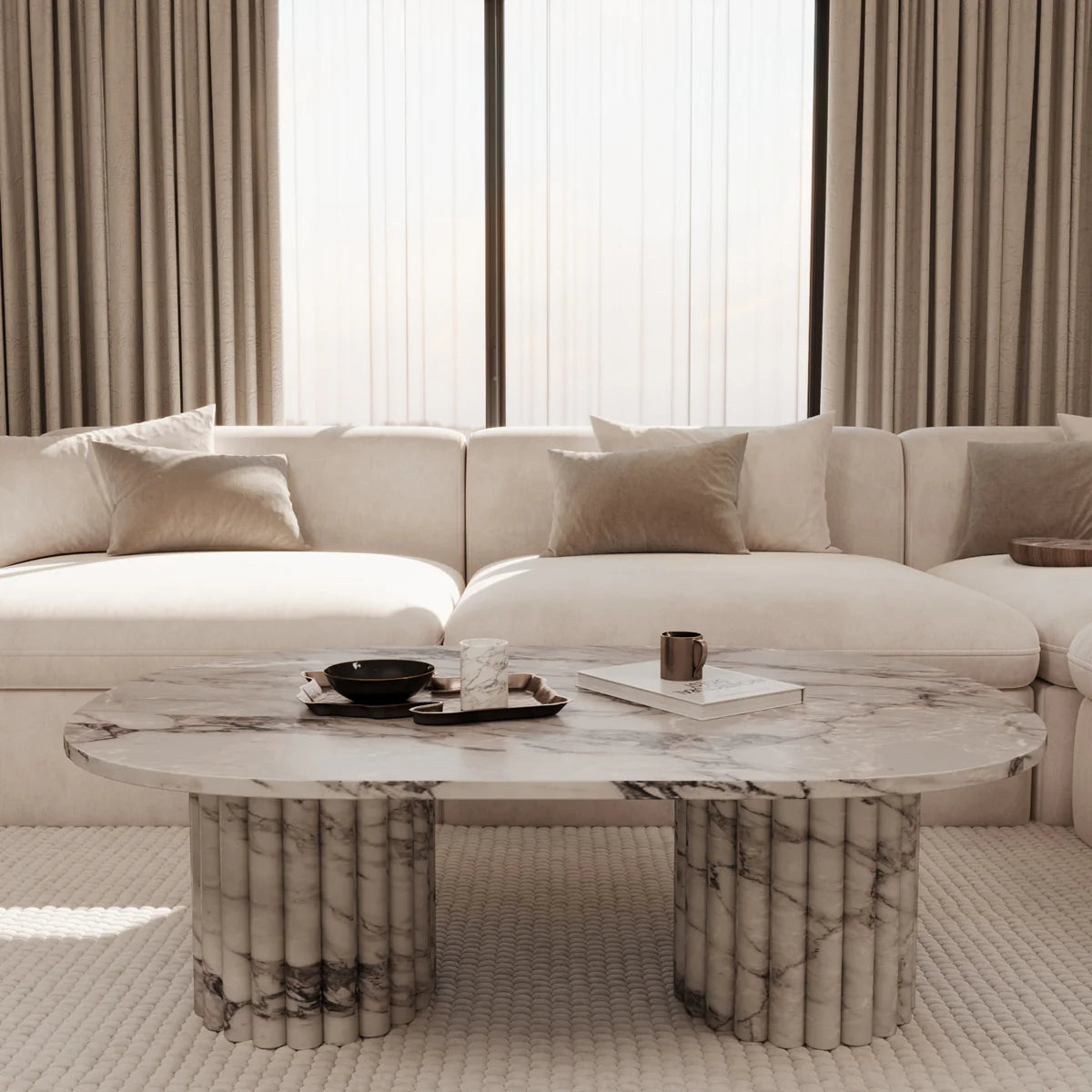 Table basse Ovale marbre calacatta