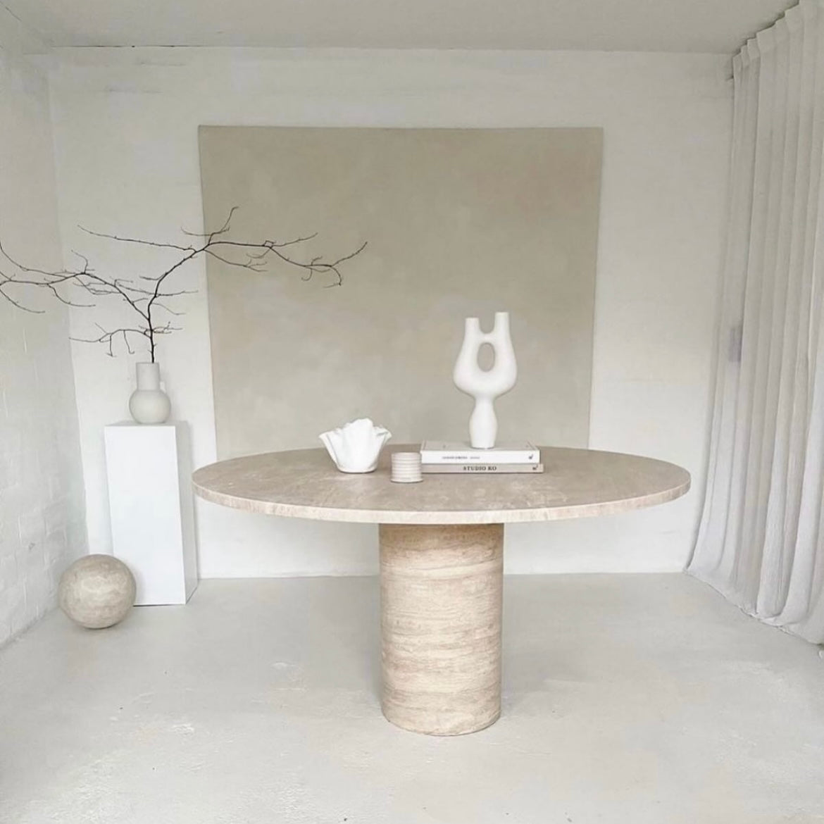 Table à manger ronde Travertin