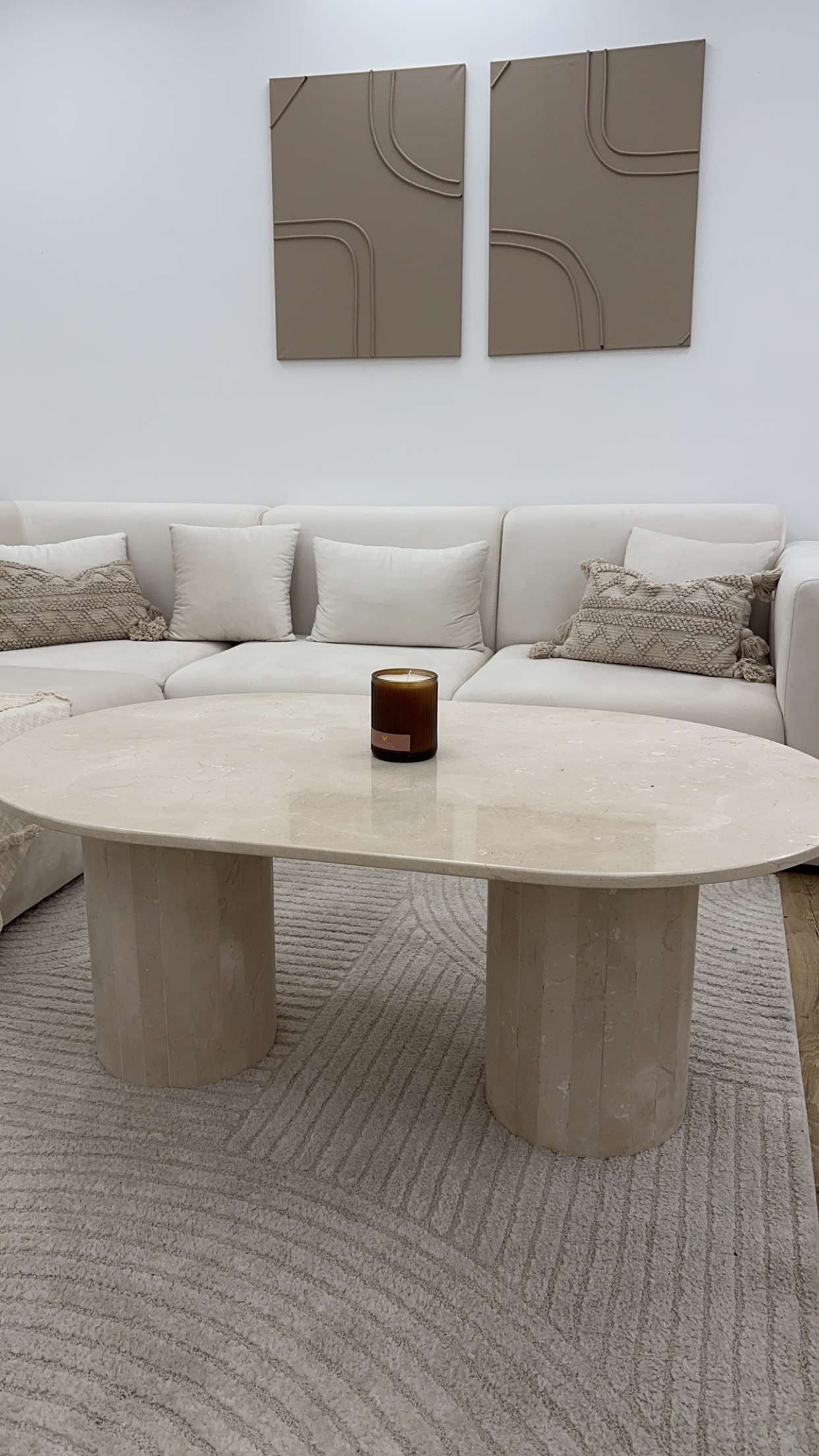 Table basse Oval marbre créma beige