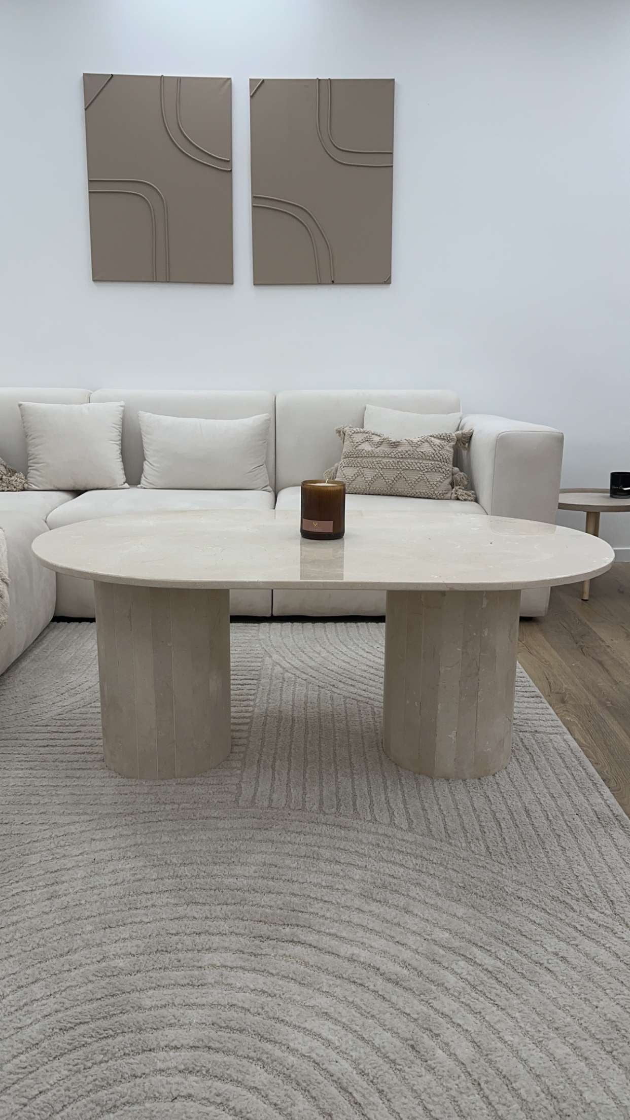 Table basse Oval marbre créma beige