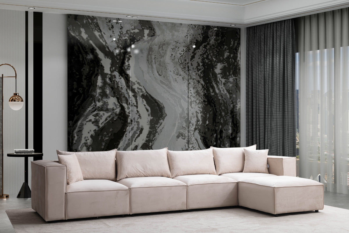 Canapé modulable Élégance velours beige