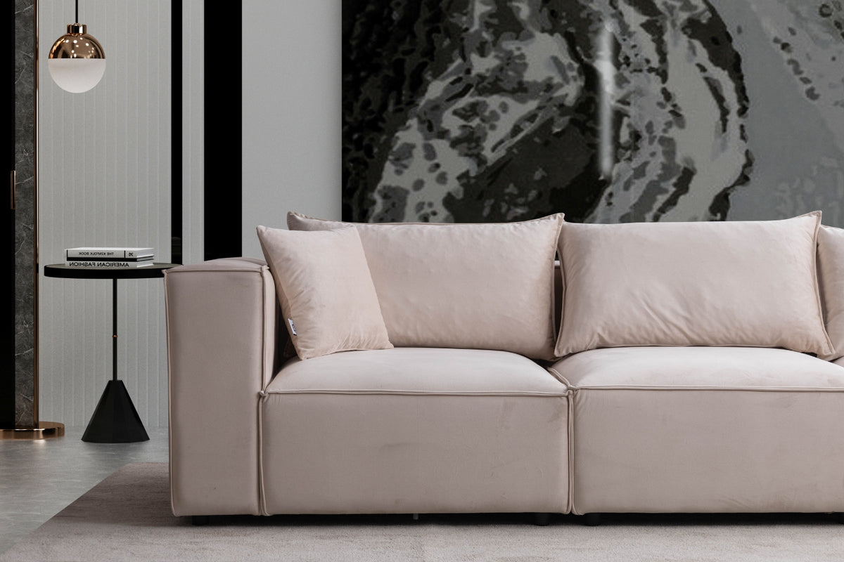 Canapé modulable Élégance velours beige