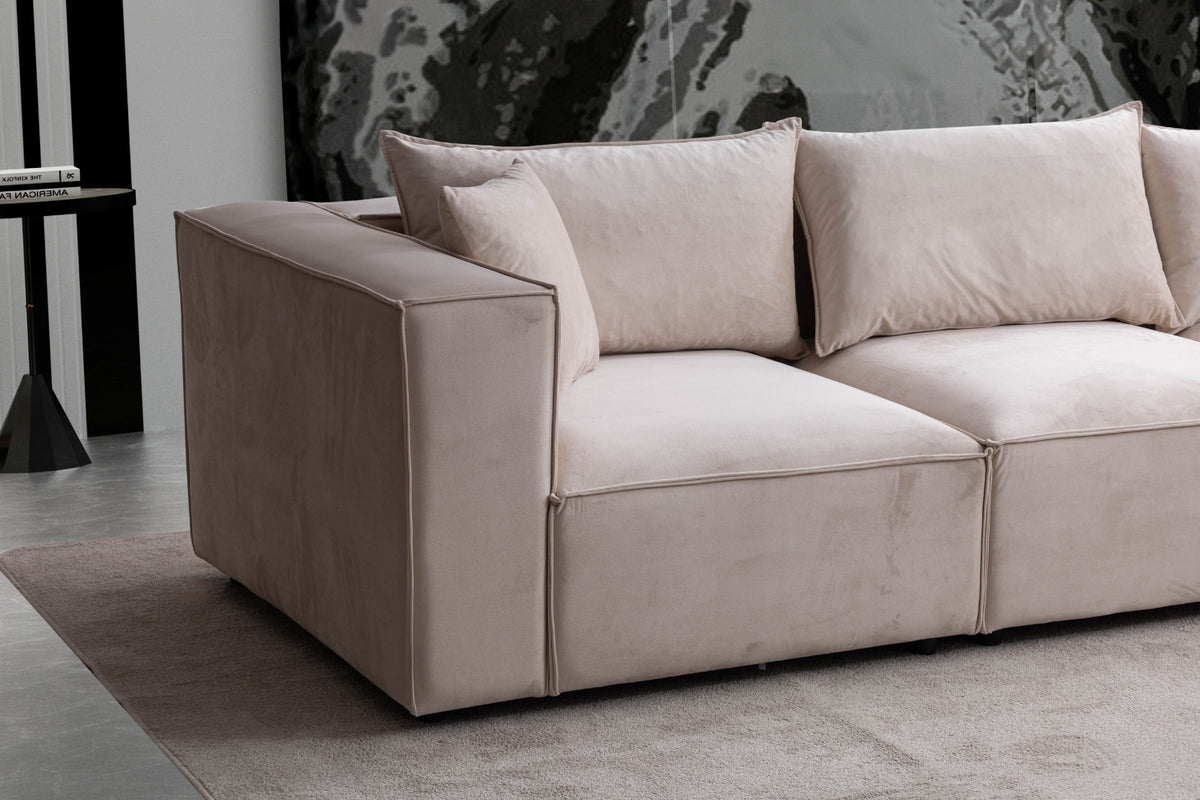 Canapé modulable Élégance velours beige