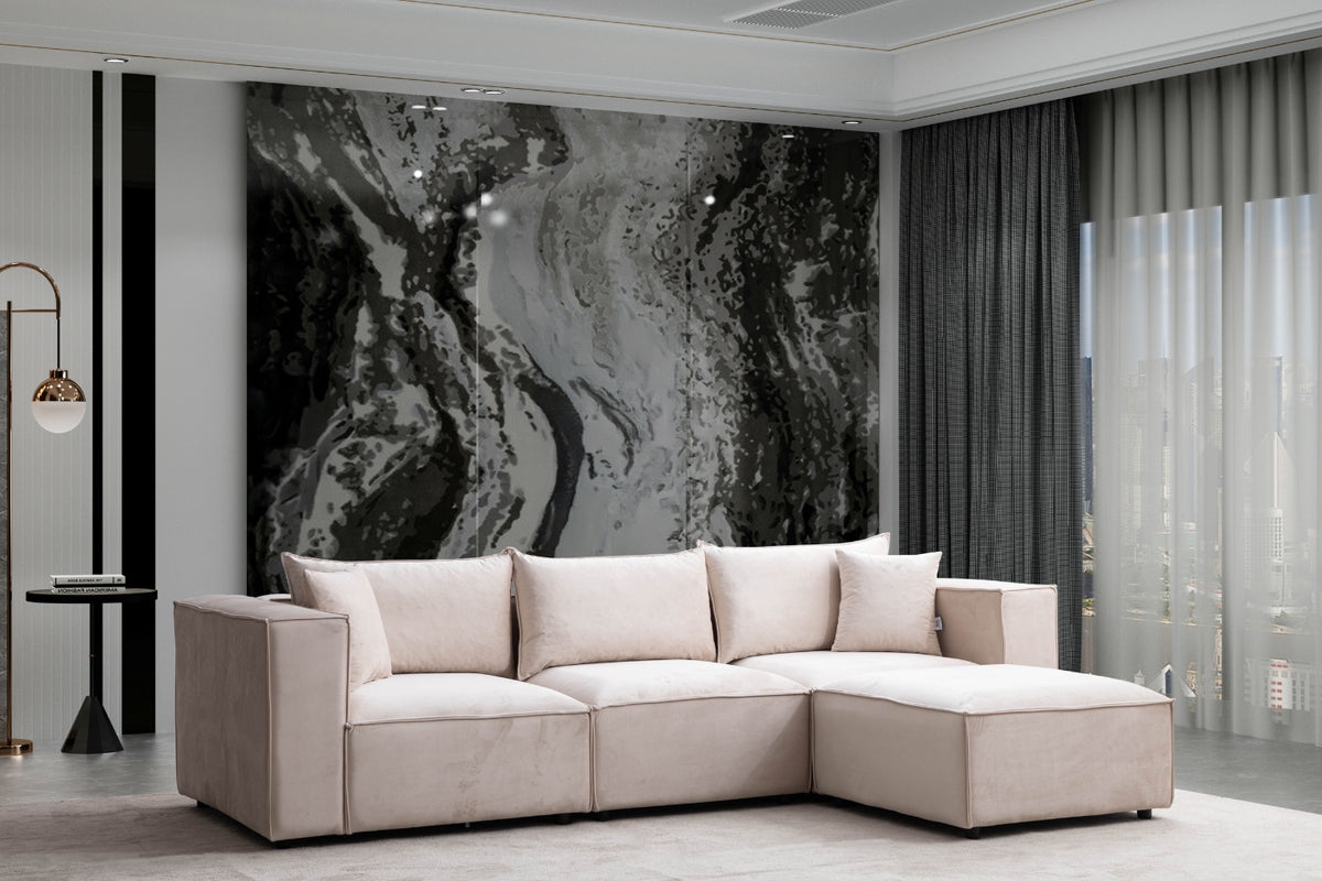 Canapé modulable Élégance velours beige