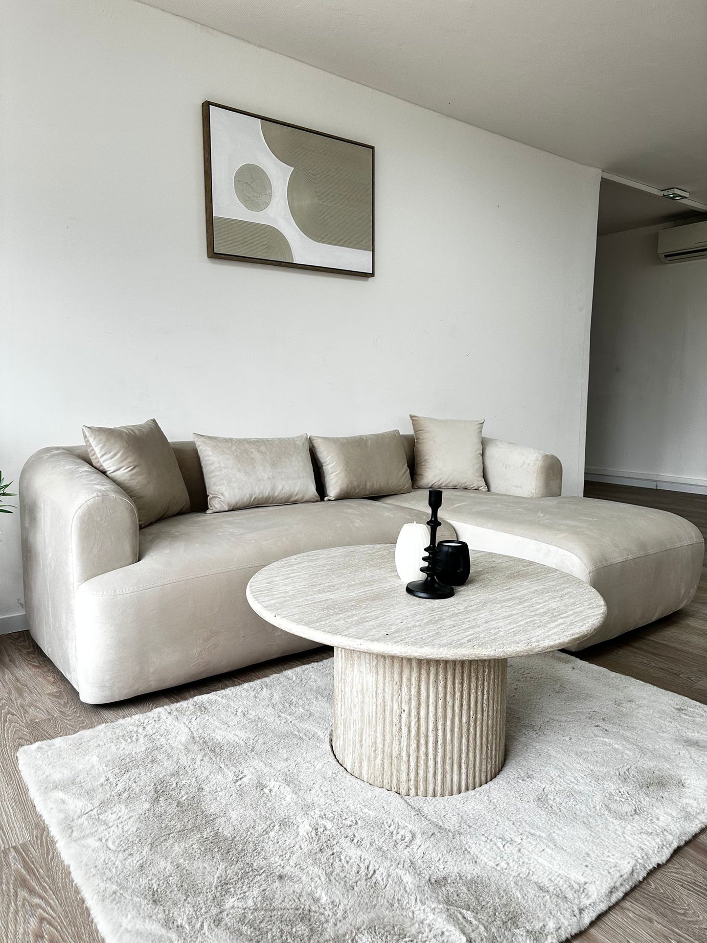 Canapé d'Angle ELA Velours beige
