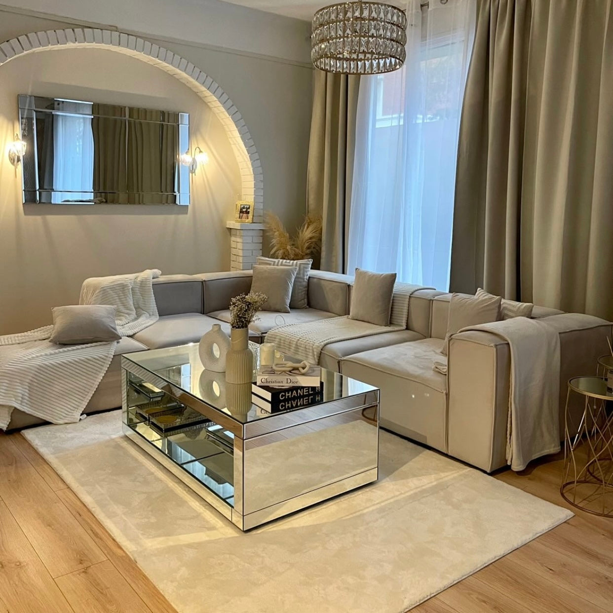 Canapé modulable Élégance velours beige