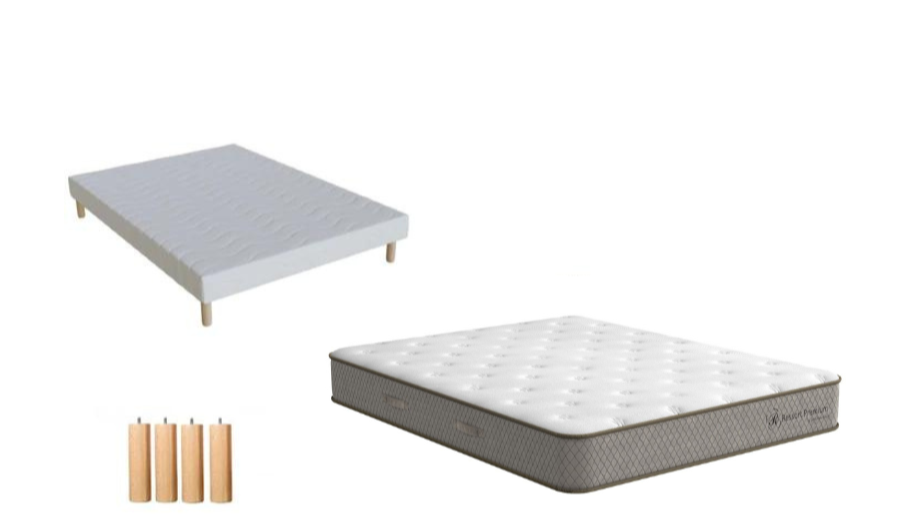 SOMMIER + MATELAS premium 26cm Ressorts Ensachés