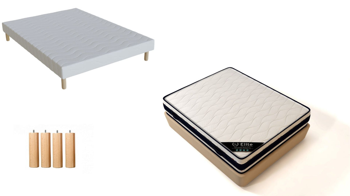 SOMMIER + MATELAS MEMORY 22CM D'ÉPAISSEUR
