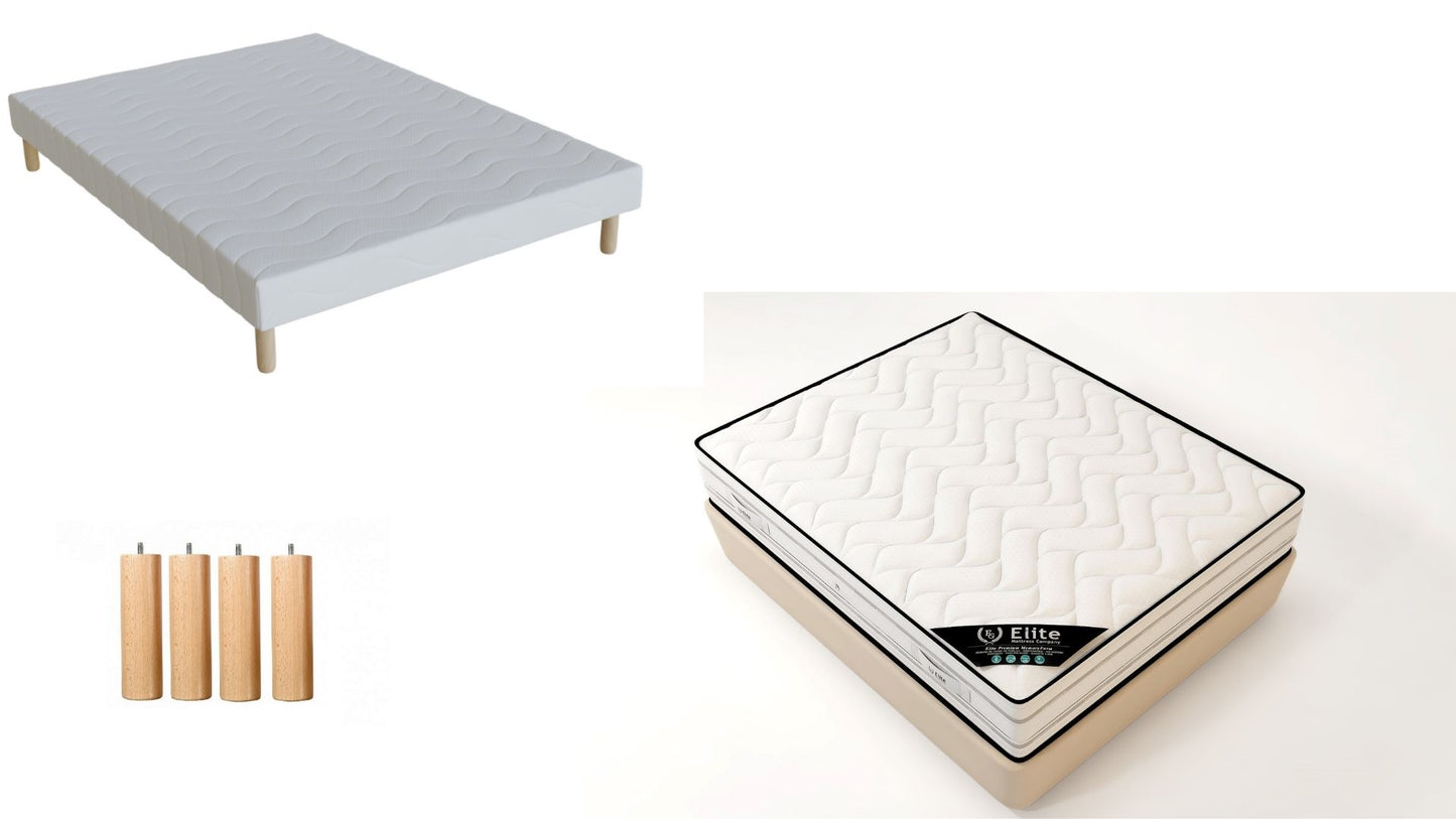 SOMMIER + MATELAS MEMORY 25CM D'ÉPAISSEUR