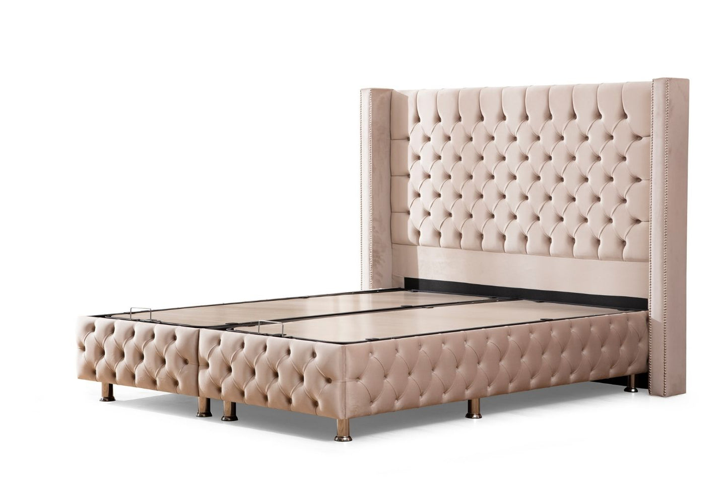 Lit Coffre CLOUTE Velours