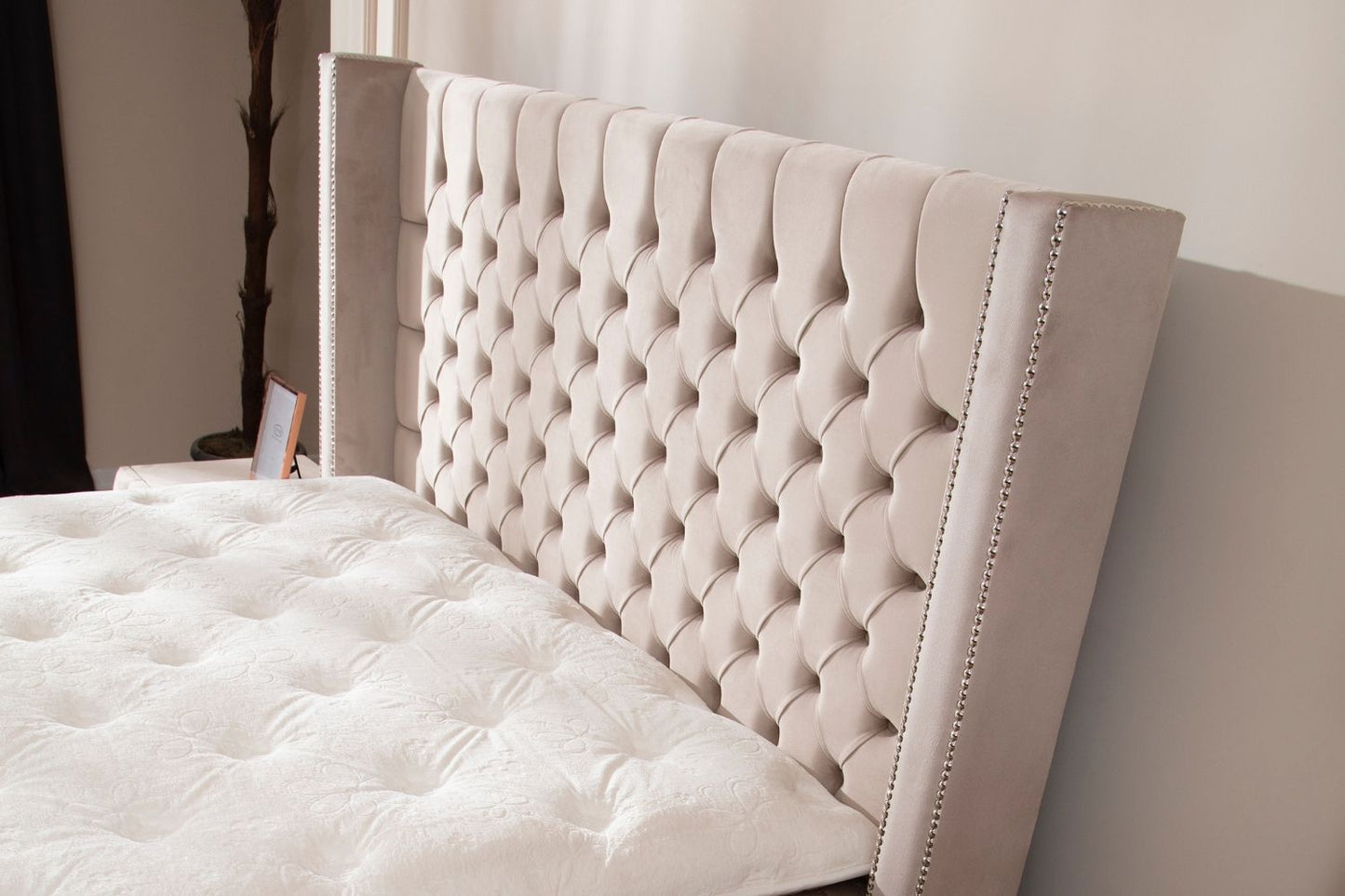 Lit Coffre CLOUTE Velours