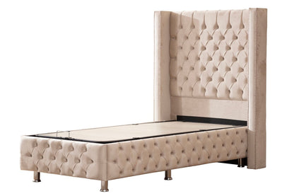 Lit Coffre CLOUTE Velours 1 Place