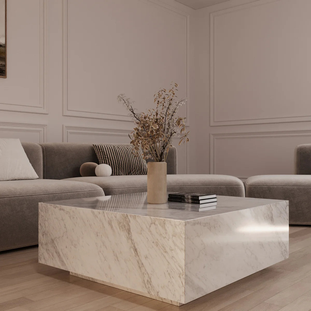 Table basse Bloc Carré Marbre Carrare