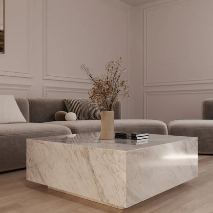 Table basse Bloc Carré Marbre Carrare