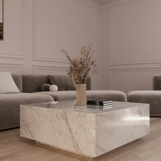 Table basse Bloc Carré Marbre Carrare