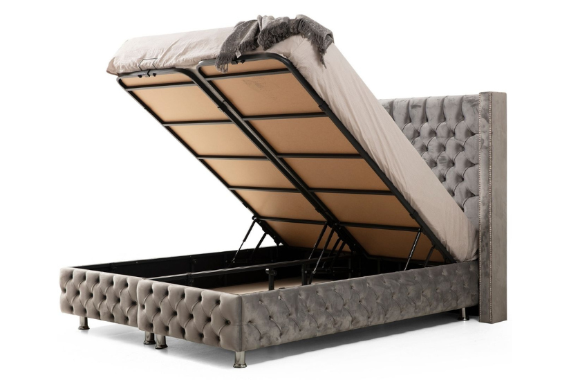 Lit Coffre CLOUTE Velours