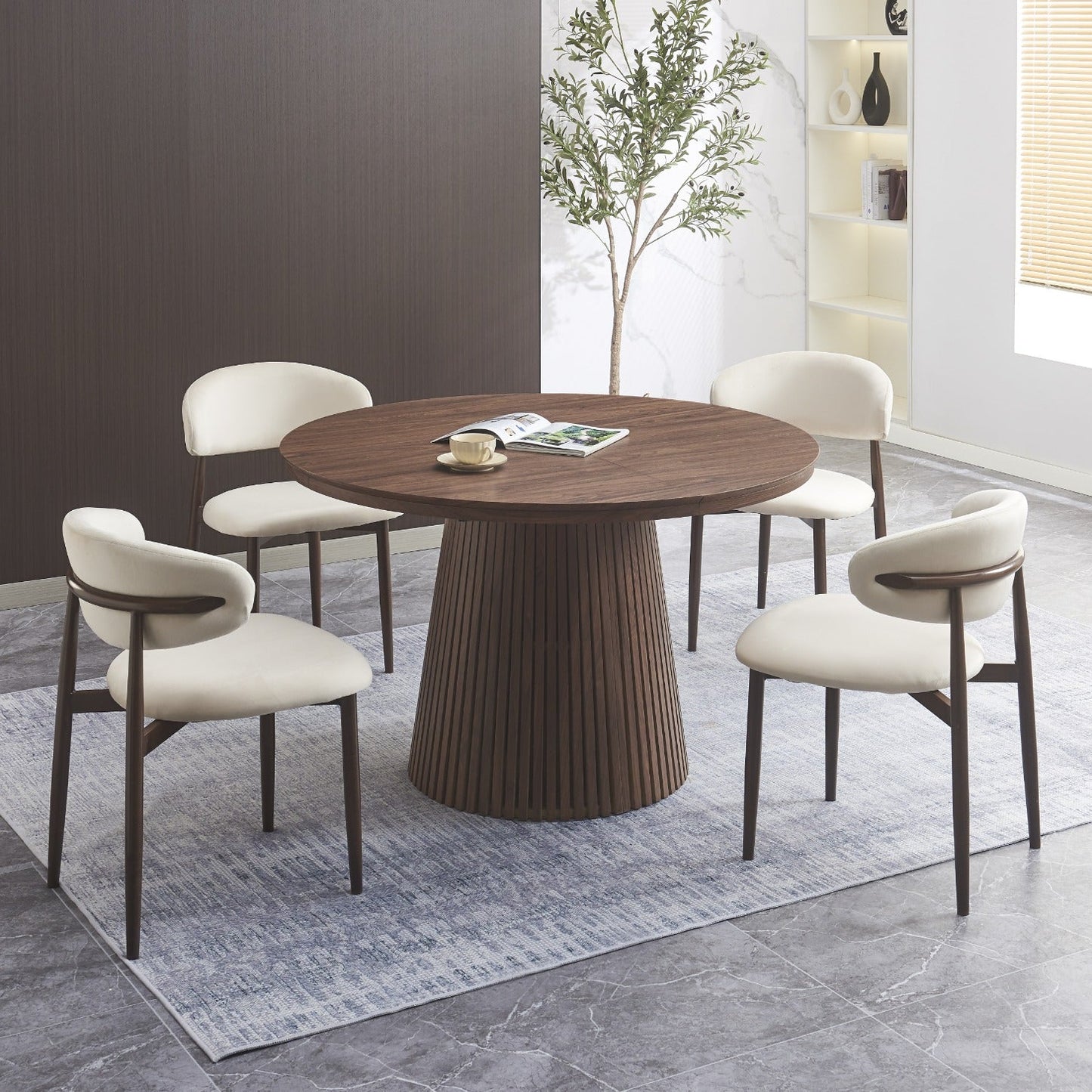 Table à manger RONDE EXTENSIBLE NOYE