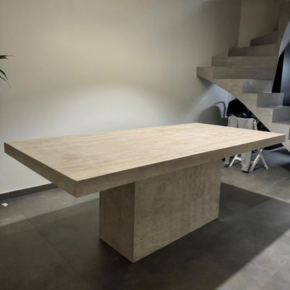 Table à manger rectangle bloc Travertin