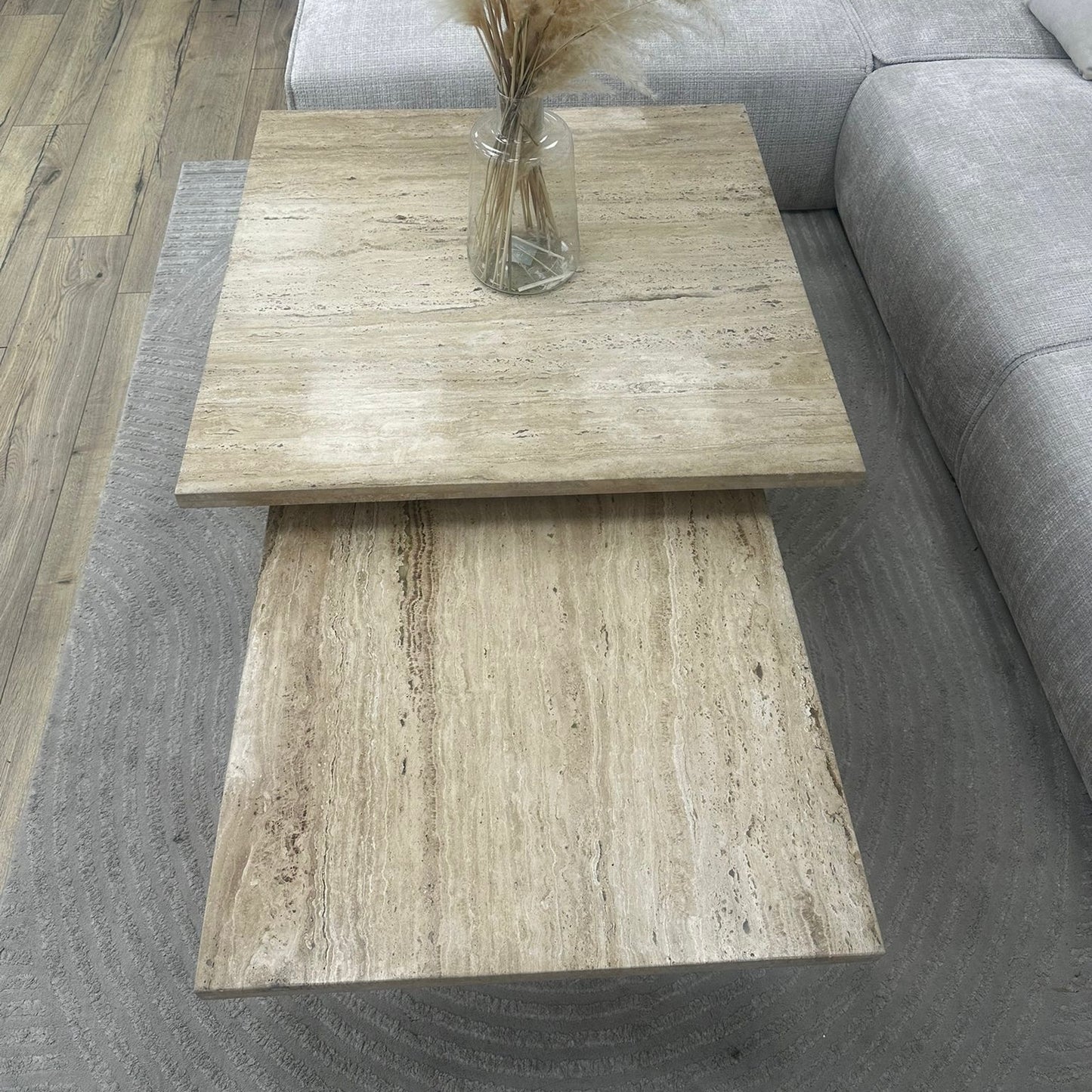 Table basse Gigogne carré travertin