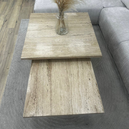 Table basse Gigogne carré travertin