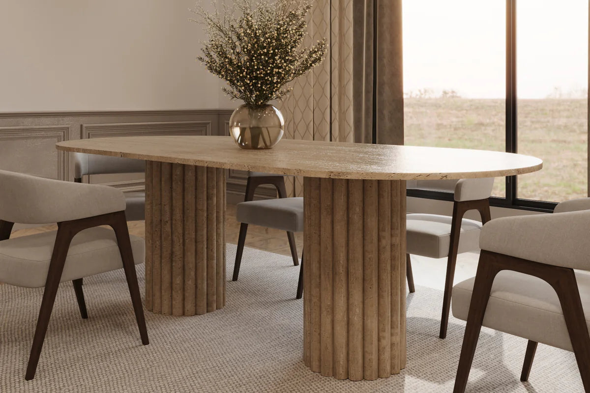 Table à manger ovale Travertin