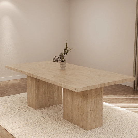 Table à manger rectangle Bloc Travertin