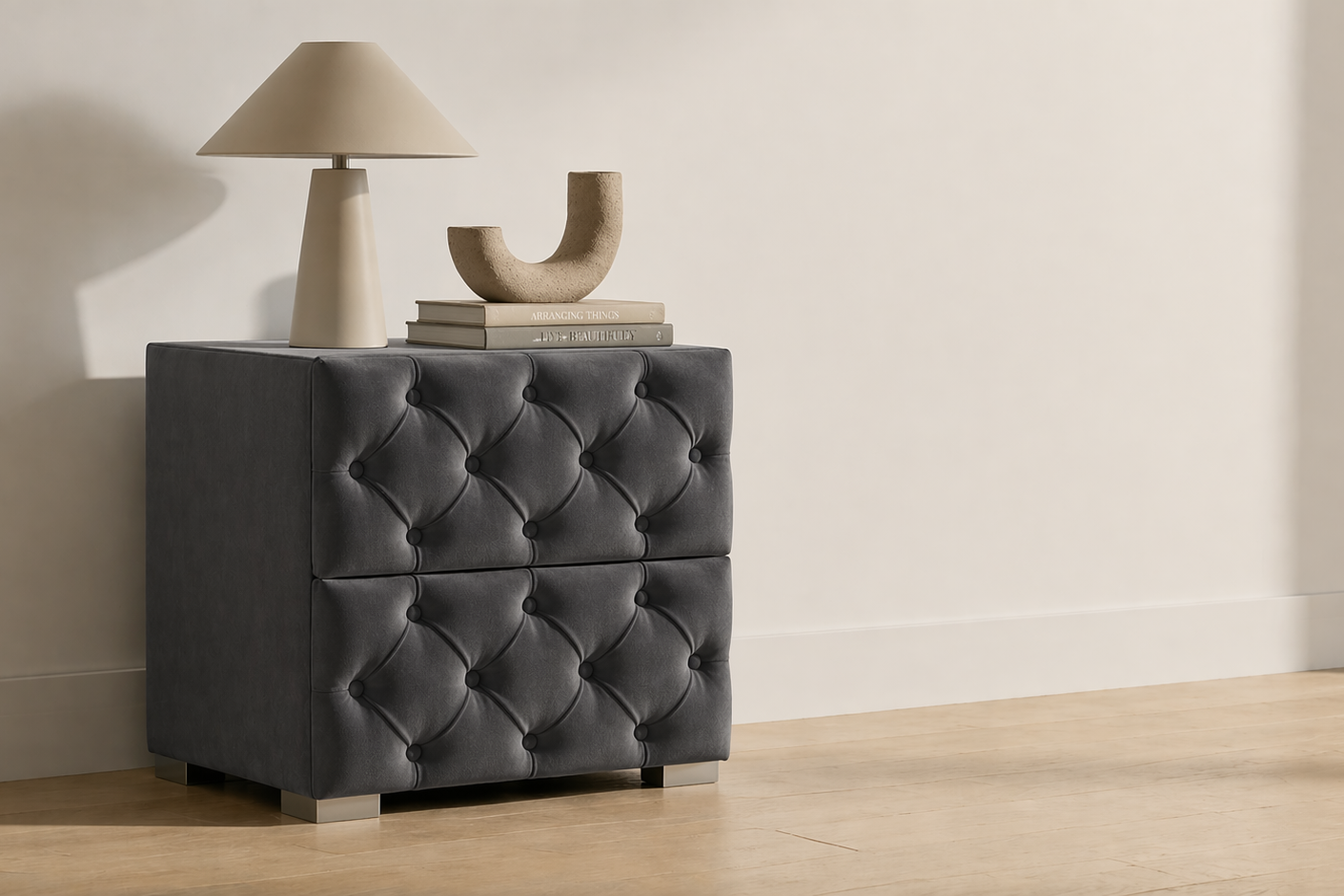 Table de chevet capitonné anthracite