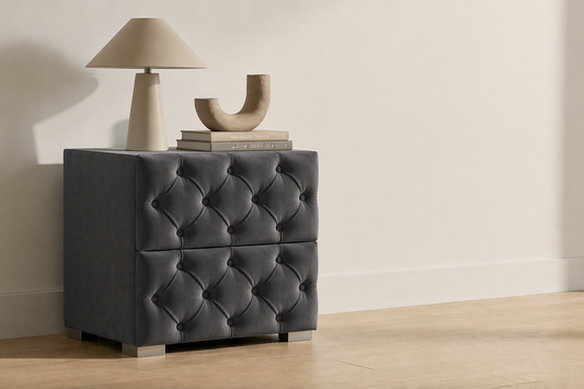 Table de chevet capitonné anthracite